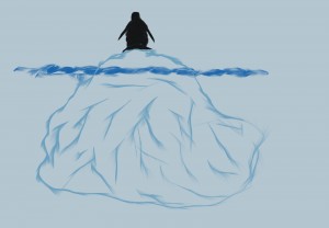 independent penguin on iceberg